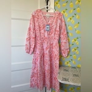 Sail to Sable midi dress in coral toile. NWT, small.